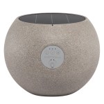 victrola zen premium solar garden speaker Stone-textured solar Bluetooth speaker with controls