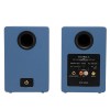 Back view of blue Victrola bookshelf speakers