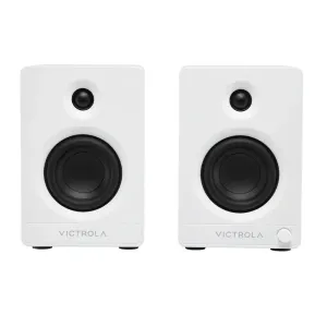 Pair of white Victrola bookshelf speakers