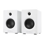 Pair of white Victrola bookshelf speakers