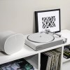 victrola stream pearl wi fi & bluetooth turntable white/silver Modern turntable and speaker on white shelf