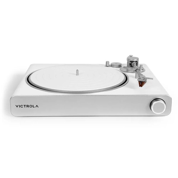victrola stream pearl wi fi & bluetooth turntable white/silver Silver Victrola turntable on white background