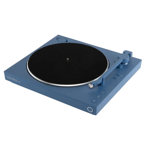 victrola automatic turntable blue Blue Victrola turntable with black platter