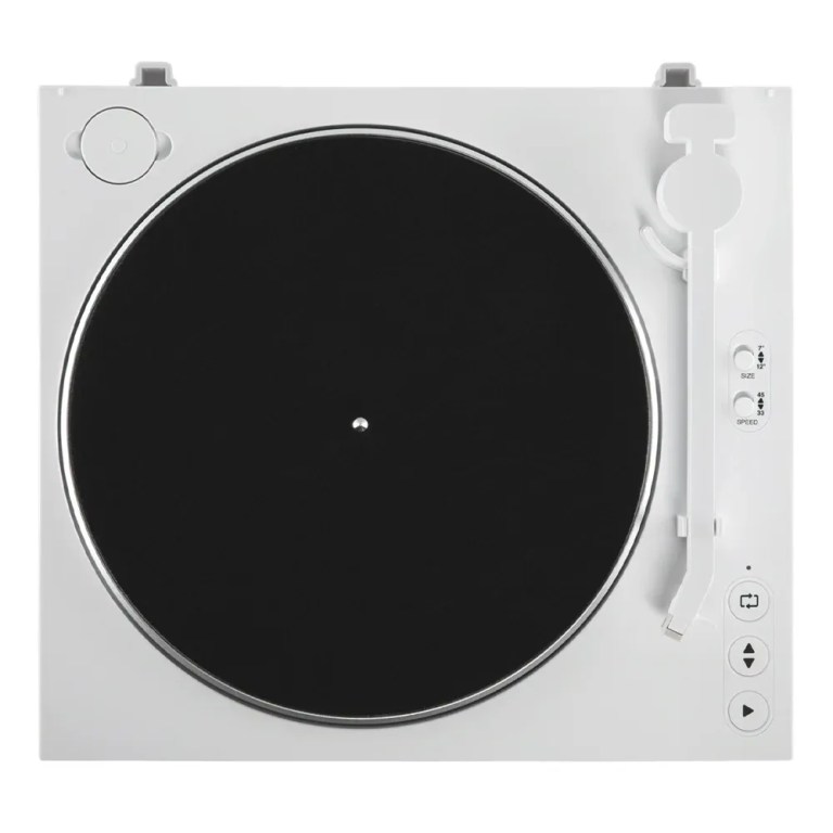 Top view of modern white turntable