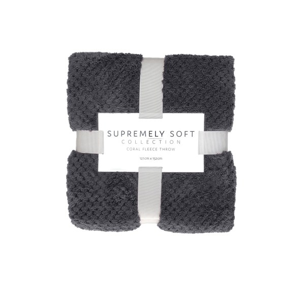 v442 abr throw diamondfleece152 charcoal re 96231 00.jpg Dark grey coral fleece throw blanket folded