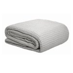 v442 atx blanket waffle silver sb 79341 00.jpg Folded light grey waffle-textured blanket