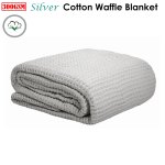 cotton waffle blanket silver single Silver cotton waffle blanket folded neatly