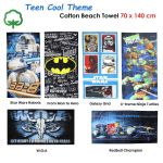 Teen themed cotton beach towel designs display