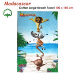 Madagascar characters on large cotton beach towel