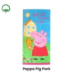 Peppa Pig holding teddy in sunny park scene