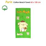 purin cute cotton beach towel 60 x 120 cm Green Purin cotton beach towel with cartoon design