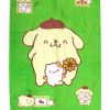 purin cute cotton beach towel 60 x 120 cm Cute cartoon dog holding flower on green background