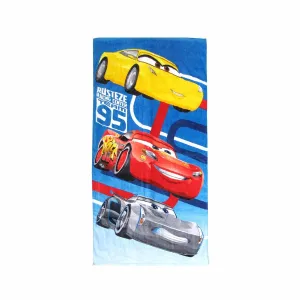 Disney Cars characters on blue beach towel
