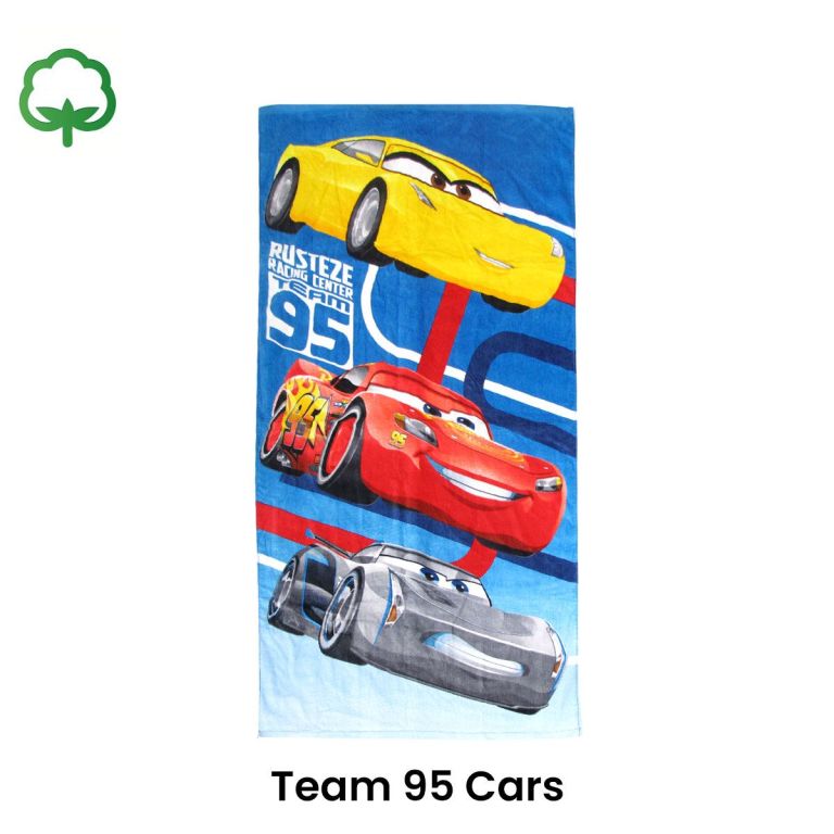 Disney Cars towel with Lightning McQueen and Team 95