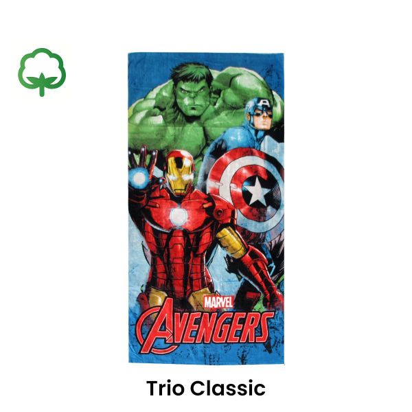 marvel avengers cotton beach towel 70 x 140 cm trio classic Marvel Avengers trio: Hulk, Iron Man, Captain America