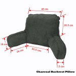 Charcoal backrest pillow with armrests and dimensions