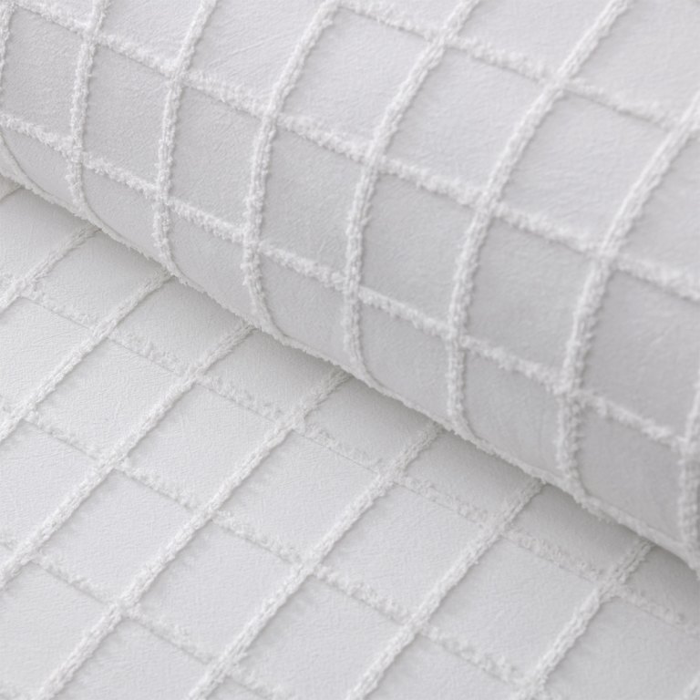 vintage design homewares parquet white polyester cotton quilt cover set single Close-up of white quilted fabric with grid stitching