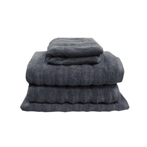v442 idc towel setof4georgebath ash re 78304 00.jpg Stack of folded dark grey bath towels