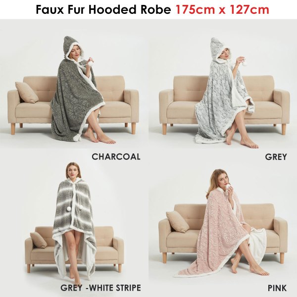 Faux fur hooded robe in four colours