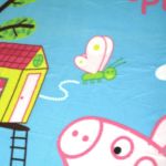 Colourful cartoon butterfly and house on blue background