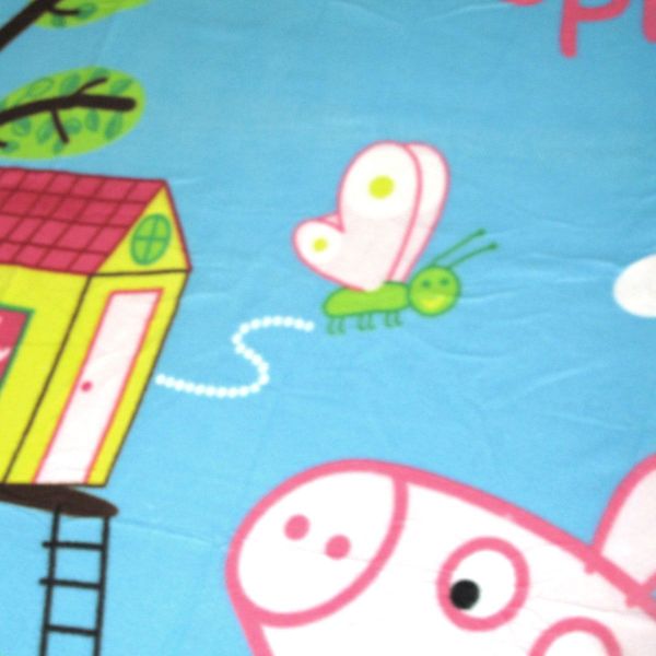 peppa pig tree house printed polar fleece throw rug 130 x 160 cm Colourful cartoon butterfly and house on blue background