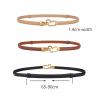 women's genuine leather thin adjustable waist belt for dresses blazers (black) Slim leather belts with gold heart buckles