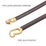 women's genuine leather thin adjustable waist belt for dresses blazers (brown) Brown cowhide belt with gold zinc buckle