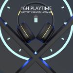 jr h6 foldable bluetooth 5.3 wireless headphone over ear active noise cancelling deep bass headset (black) Wireless headphones with 16-hour battery playtime graphic