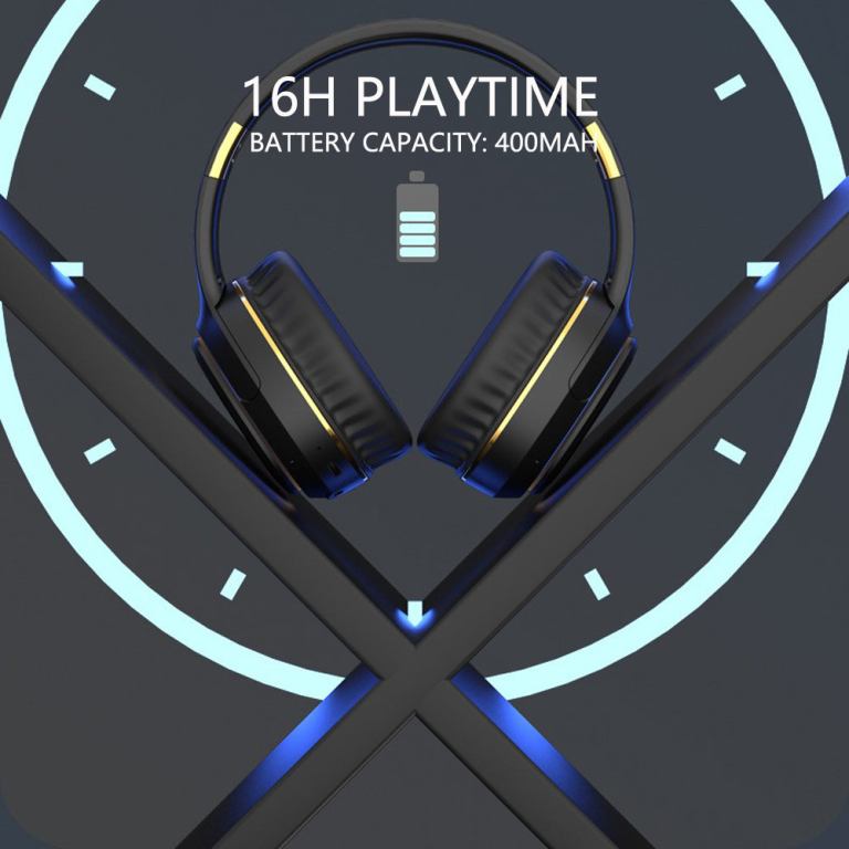jr h6 foldable bluetooth 5.3 wireless headphone over ear active noise cancelling deep bass headset (black) Wireless headphones with 16-hour battery playtime graphic