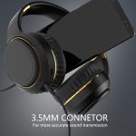 jr h6 foldable bluetooth 5.3 wireless headphone over ear active noise cancelling deep bass headset (black) Black over-ear headphones with 3.5mm connector