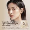 wireless earhook sports headphones open ear bluetooth 5.4 sweat resistant earphones (black) Woman wearing open-ear wireless earbud device