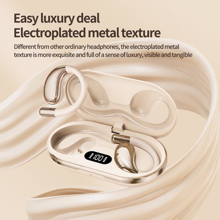 Luxury electroplated wireless earbuds with charging case display
