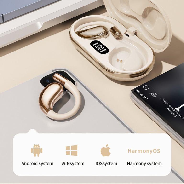 Wireless translation earbuds with charging case and smartphone