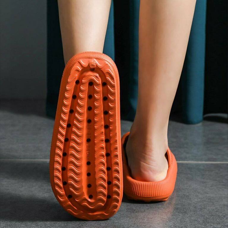 Orange rubber clog sole with textured grip pattern
