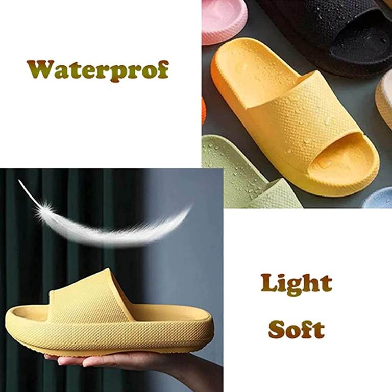 Yellow waterproof lightweight slide sandals