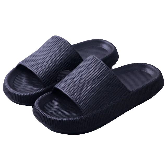 Pair of black rubber slide sandals