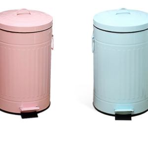 Pastel pink and blue pedal bins
