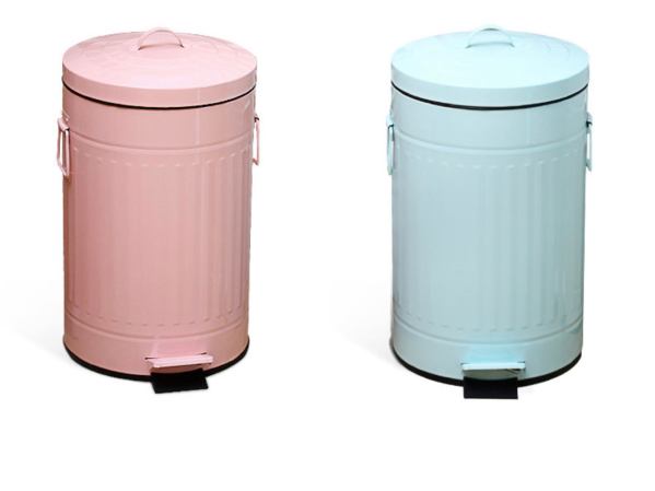 Pastel pink and blue pedal bins