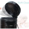 Black metal bin with soft-closing lid