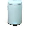 Light blue metal pedal bin with lid