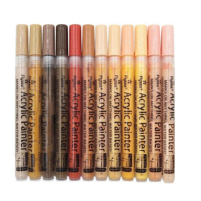 Row of assorted acrylic paint markers