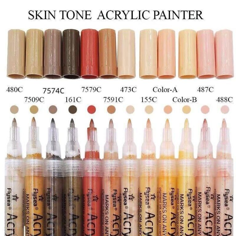 Skin tone acrylic paint pens in various shades
