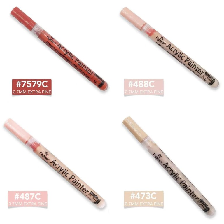 Four extra fine acrylic paint markers in pastel shades