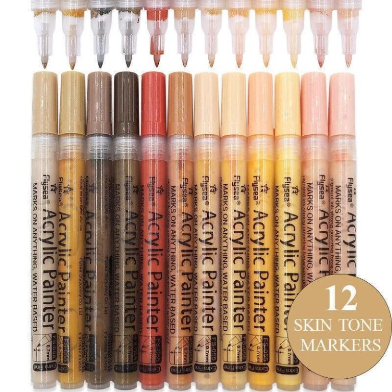 Set of 12 skin tone acrylic paint markers