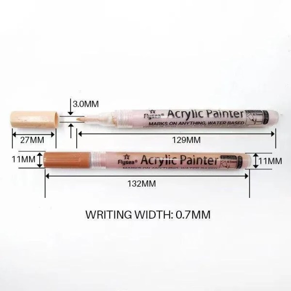 12 colours acrylic paint pens markers skin tone Acrylic paint marker with labelled dimensions