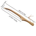Curved wooden bread knife with serrated blade