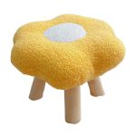 Fried egg shaped stool with wooden legs
