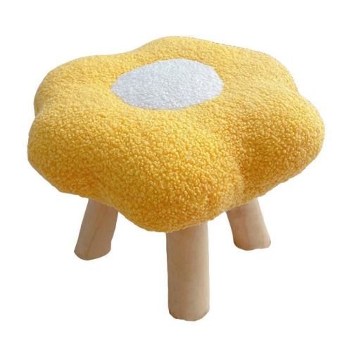 Fried egg shaped stool with wooden legs