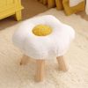 Fried egg shaped fluffy stool with wooden legs