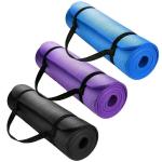 15mm thick yoga mat pad nbr nonslip exercise fitness pilate gym durable black Three rolled yoga mats with carry straps